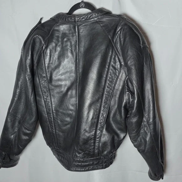 Alamo Landing‎ Leather Jacket Mens Black Thinsulate Lined Moto Bomber Medium VTG